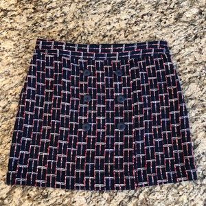 Loft navy blue tweed skirt size 8, side zip